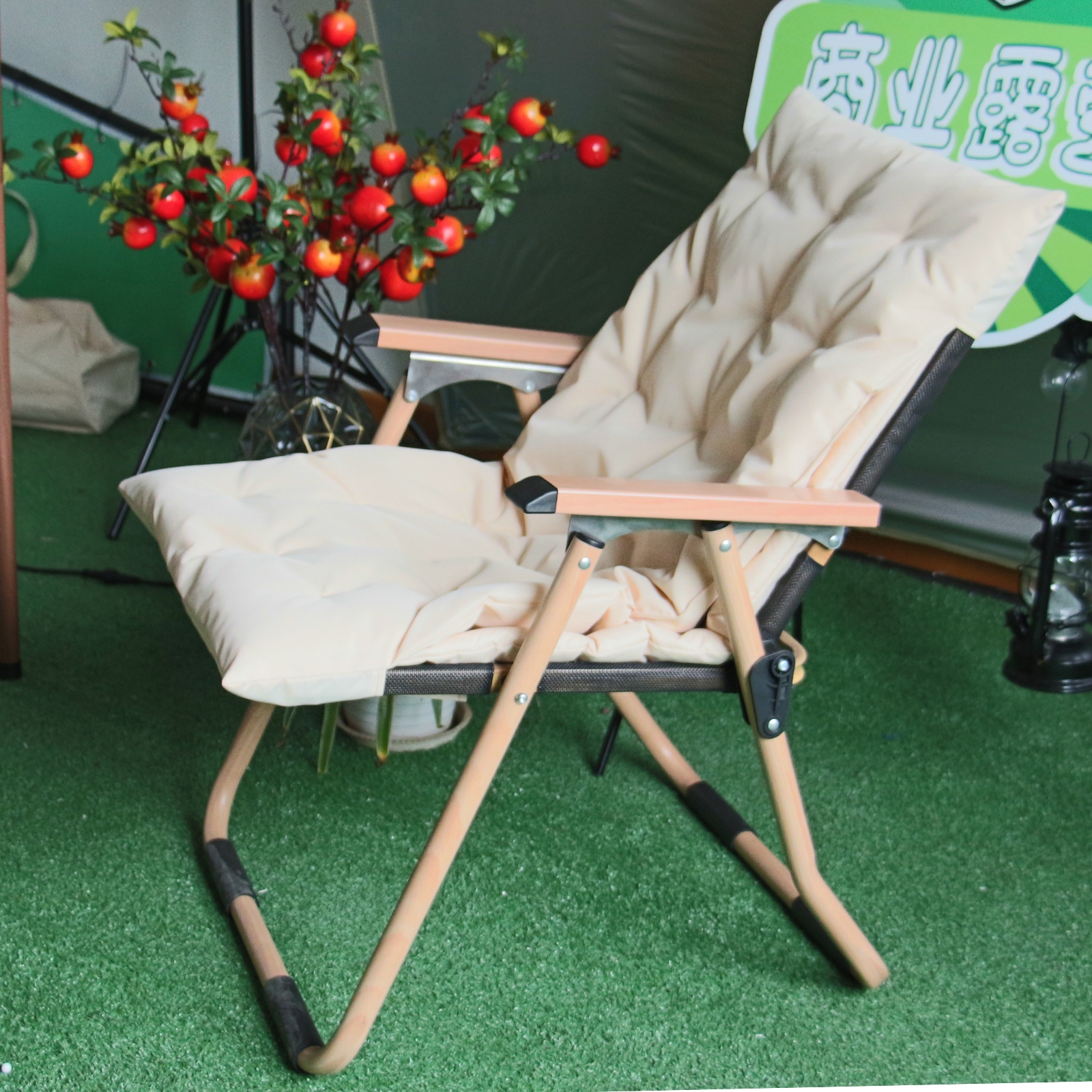 Wood Grain Aluminum Portable Folding Camping Kermit Chair Outdoor ...